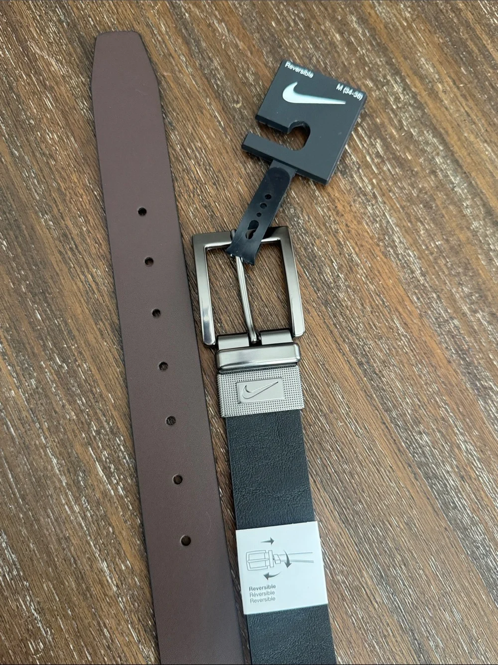 Nike Reversible Leather Belt in brown and black Size M